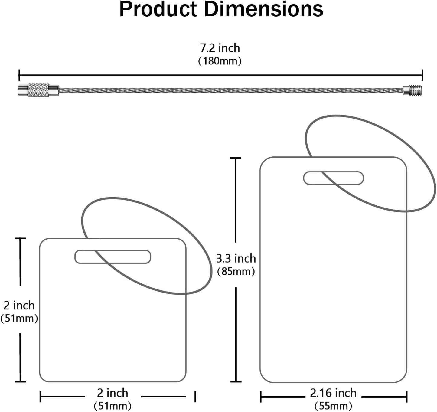 （2-Pack） Stainless Steel Custom Luggage Tags - Laser Engraved Personalized Travel Tags - Custom Name Identification Tags: for Suitcases, Backpacks, Bags and More (Silver)