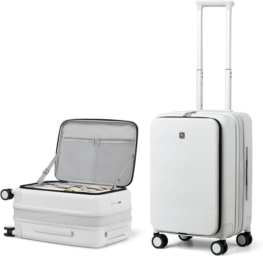 Hanke Hardside Expandable Carry On Luggage, 20 Inch Top Opening Trunk Luggages with Spinner Wheels, All-PC Hard Shell Carry-On Suitcase, Lightweight & TSA Airline Approved (Smoke White, 46L)