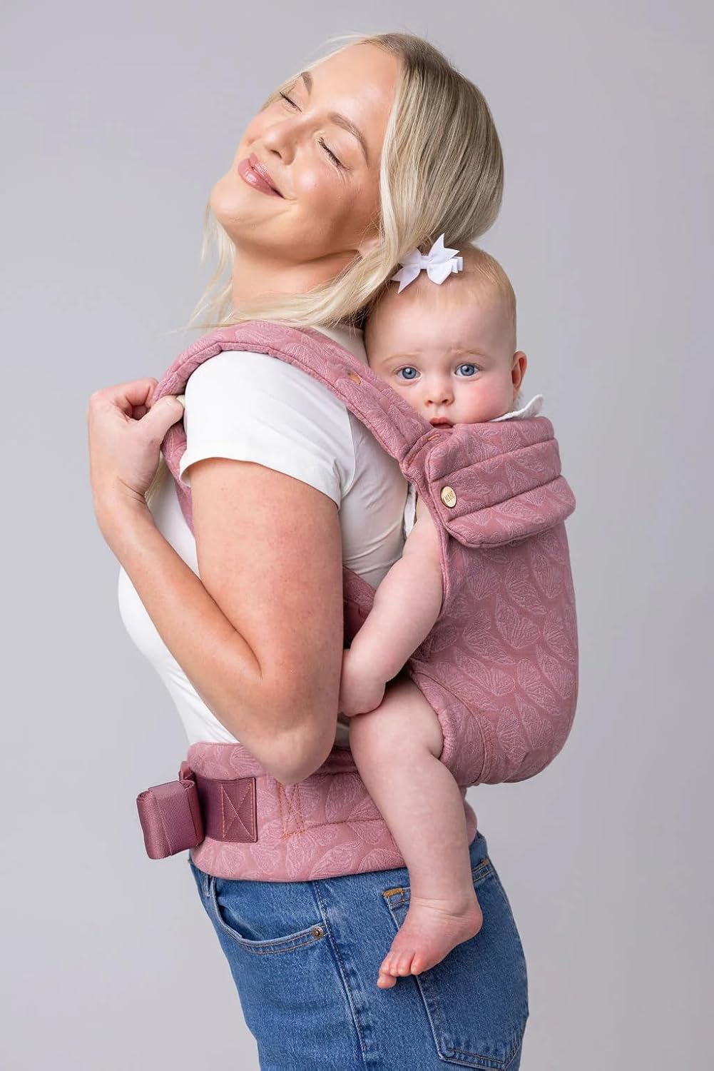 Mabē Monarch Ergonomic Baby Carrier – Premium Cotton Soft Structured Newborn to Toddler Carrier with Hip-Healthy Design, 3 Carry Positions (7-35lbs), Lightweight & Breathable,(Mauve Wings)