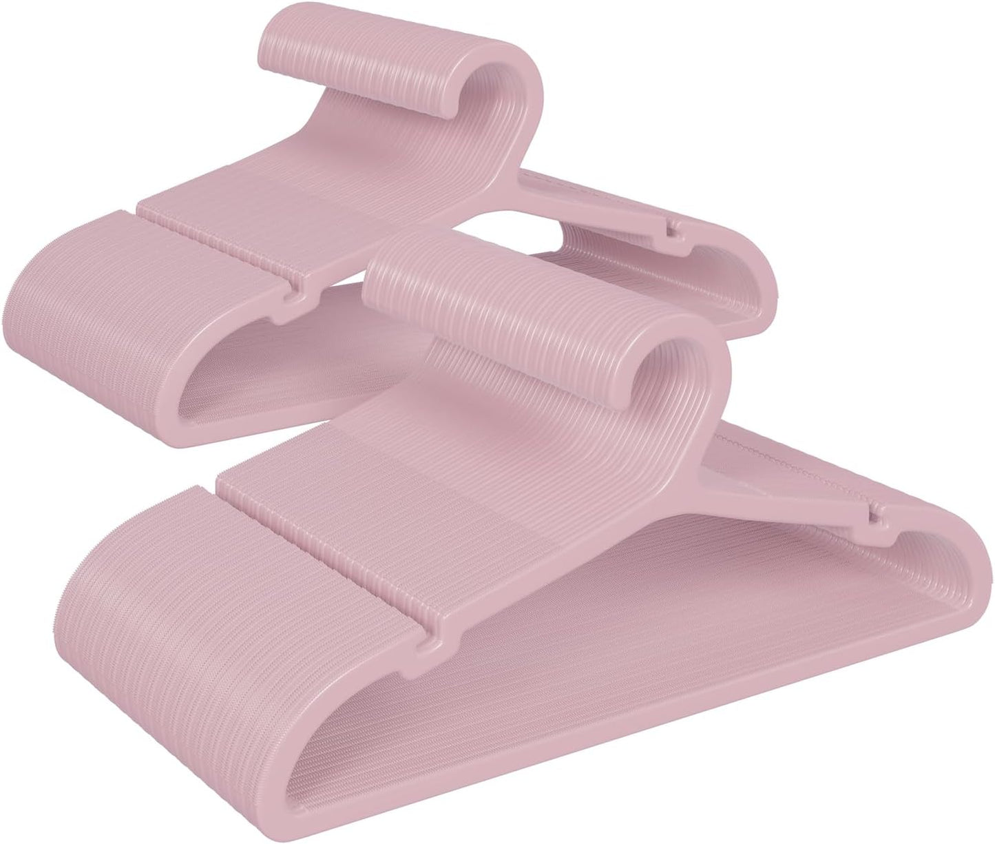 100 Pack Clothes Hangers, Non Slip Plastic Coat Hangers, Space Saving, Heavy Duty, Hanging Dry Wet Clothes, 16.4" x 8.3", Light Pink, UAPY05100P