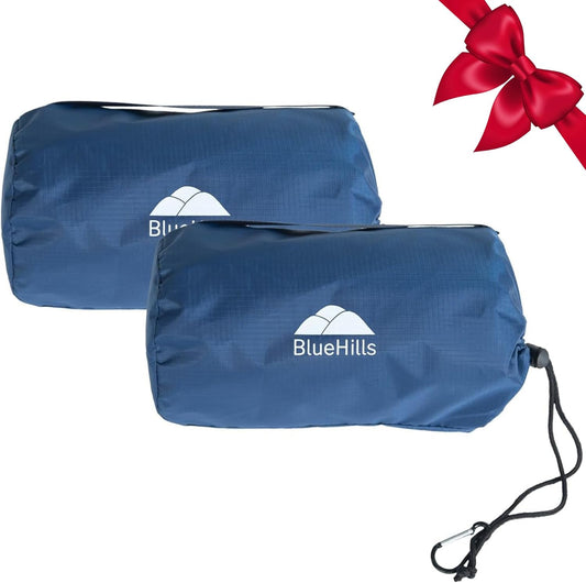 BlueHills Ultra Compact Travel Blanket 2 Pack Large Soft Cozy Portable Blanket Sheet with Carry Case and for Flight Airplane Car Layover Camping Hotel Blue C203-2PK-Navy