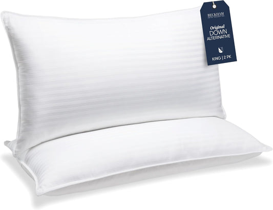 Beckham Hotel Collection Bed Pillows King Size Set of 2 - Down Alternative Bedding Gel Cooling Big Pillow for Back, Stomach or Side Sleepers