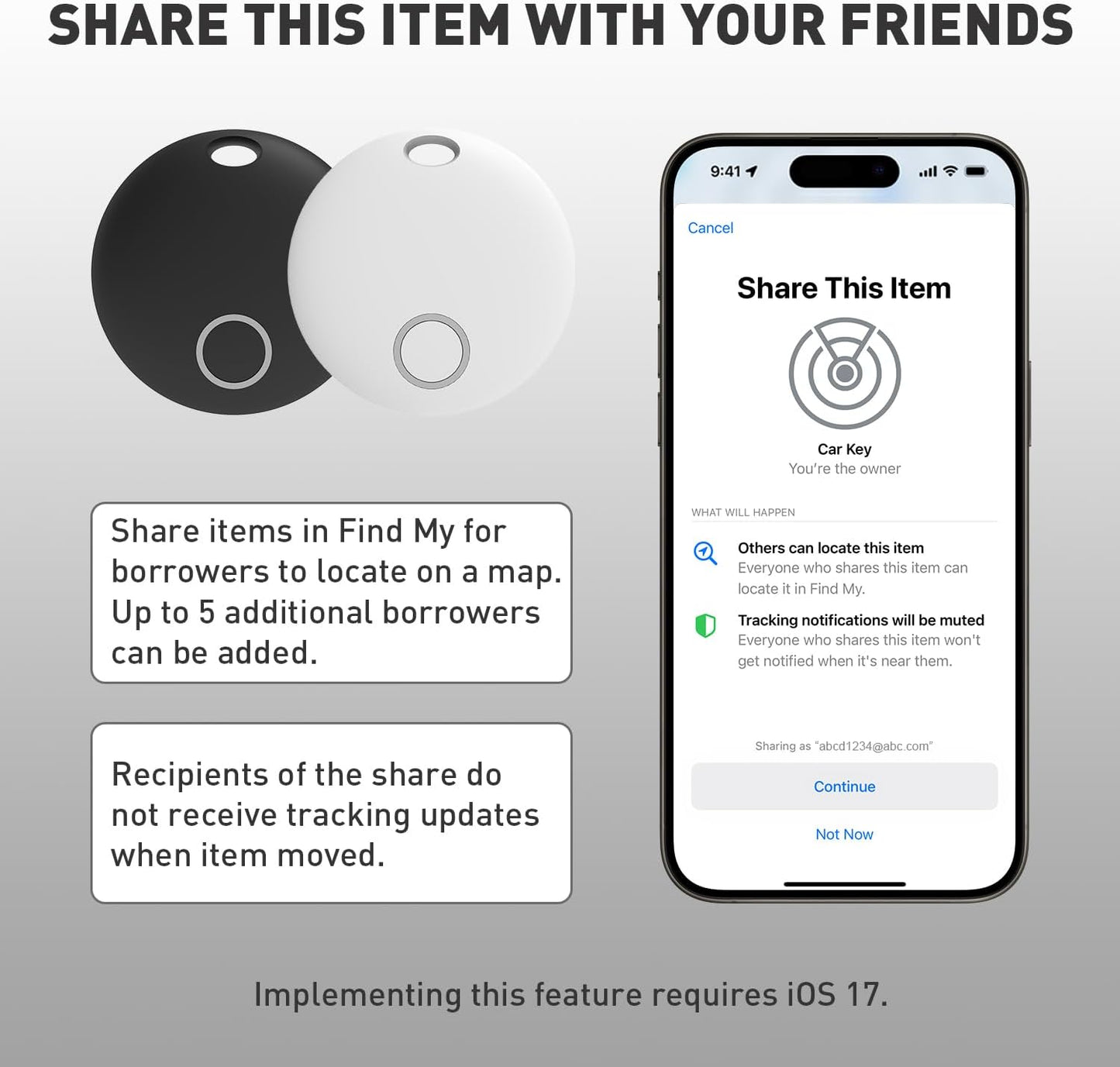 Air Tracker Tags-4 Pack [Apple MFi Certified] (iOS Only), Smart Bluetooth Tracker, Compatible with Apple Find My, Item Locator for Keys, Luggage, Wallet, Suitcase, Bags, IP67 Waterproof