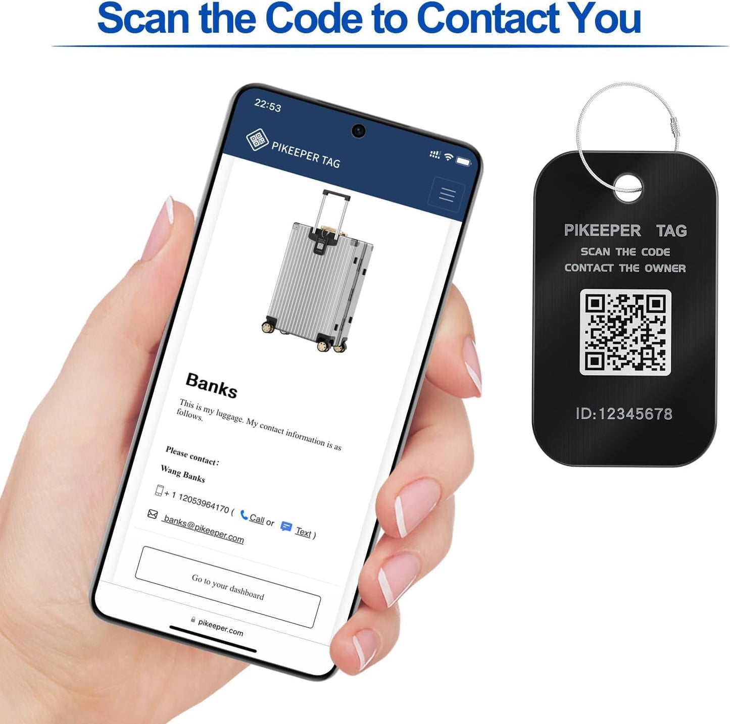 Smart Luggage Tags for Suitcase - Waterproof QR Code Labels with Location Notification When Scanned (Pack of 2), Customizable & Durable Travel ID Tags for Backpacks, Hide Personal Info