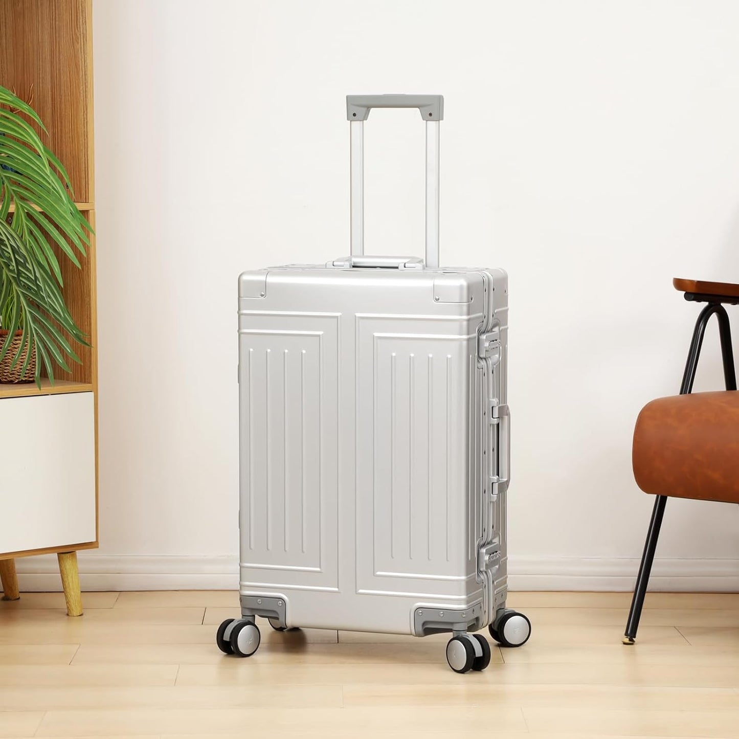 All Aluminum Carry On Luggage，Cut from Whole Aluminum Sheet，22x14x9 Airline Approved ，（3rd Generation，Premium Metal zipperless suitcase ） (silvery, 26inch)