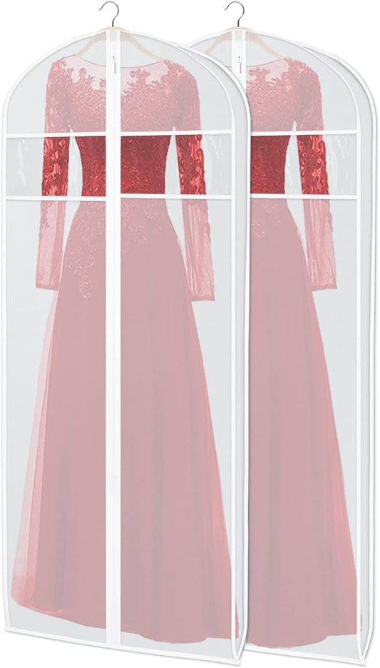 Zilink 60-Inch Long Dress Garment Bags for Storage With 3" Gusset - Clear Coat Cover Bag for Gowns and Closet Storage