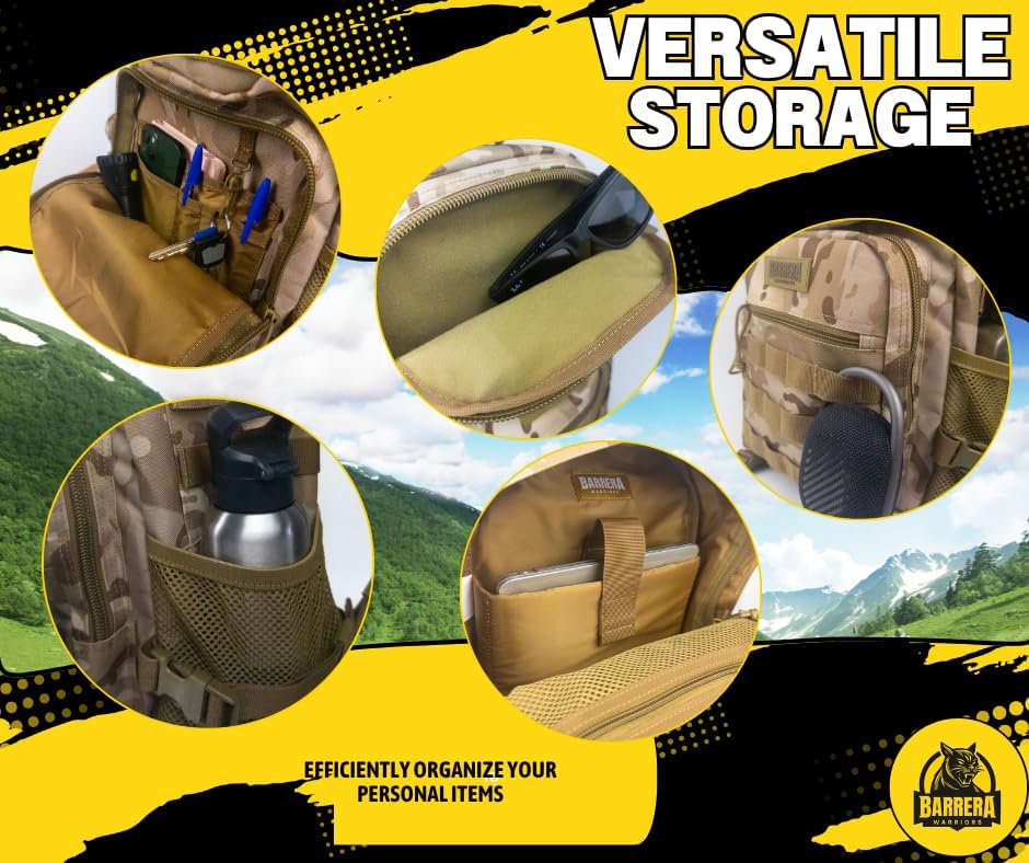 25 L Tactical Backpack: durable military-style backpack with MOLLE system for everyday use, travel, gym, hiking, fishing, camping, and outdoor sports. (MULTICAM CAMO 25L)