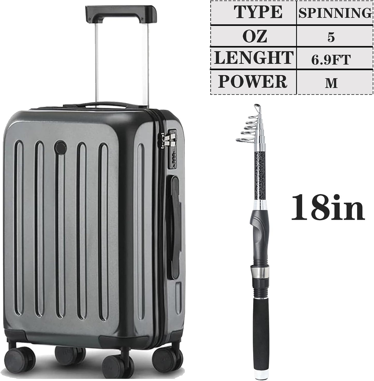 2PACK Fishing Pole Combo,Carbon Fiber Fishing Rod Spinning Reels Fishing Carrier Bag for Travel Saltwater Freshwater