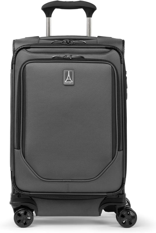 Travelpro Crew Classic Lightweight Softside Expandable Carry on Luggage, 8 Wheel Spinner Suitcase, Men and Women, Carry On 21-Inch, Titanium Grey