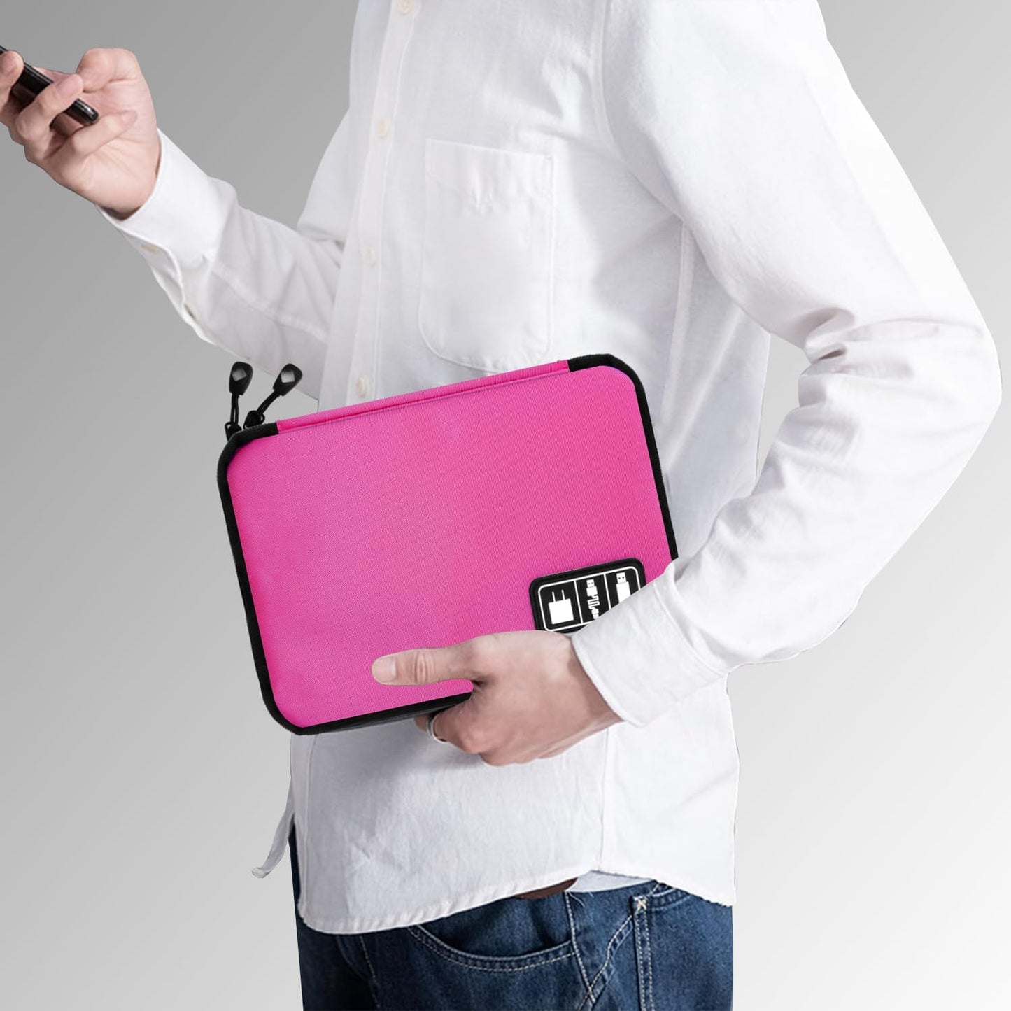 Electronics Travel Organizer,Portable Waterproof Electronic Travel Storage Bag for Small Charging Cord Storage,Charger,SD Card etc,for Travel,Business-Rose Red