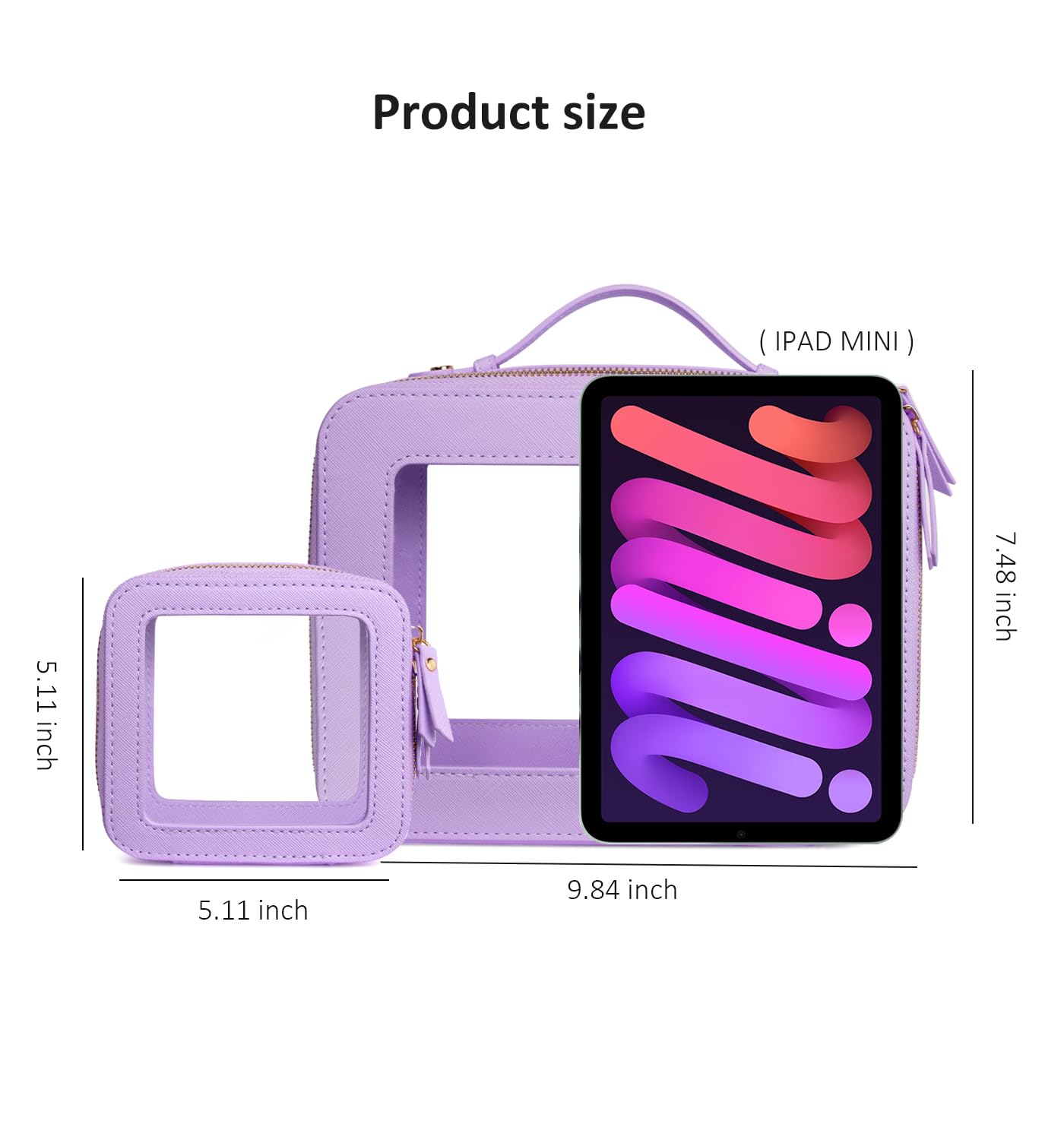 LETGO Clear Makeup Bags Set - TSA Approved Toiletry Bag with Handle Large Opening, Clear Toiletry Bags Case Pouch for Travel Essentials Car Accessories for Women Men (0-2Pack-Purple)