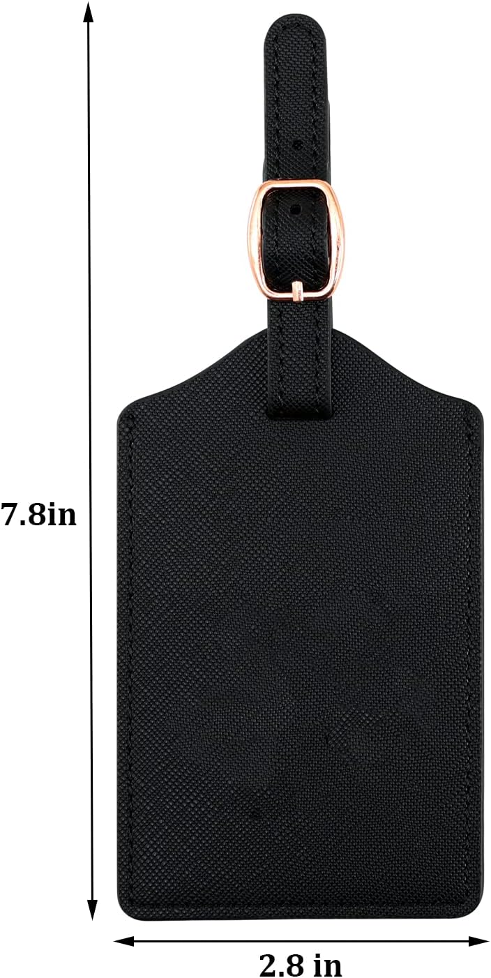 Luggage Tag PU Leather for Suitcase Baggage Handbag Travel Bag Label Suitcase Tag Suitcase Label Tag w. Name Card & Privacy Cover (D)