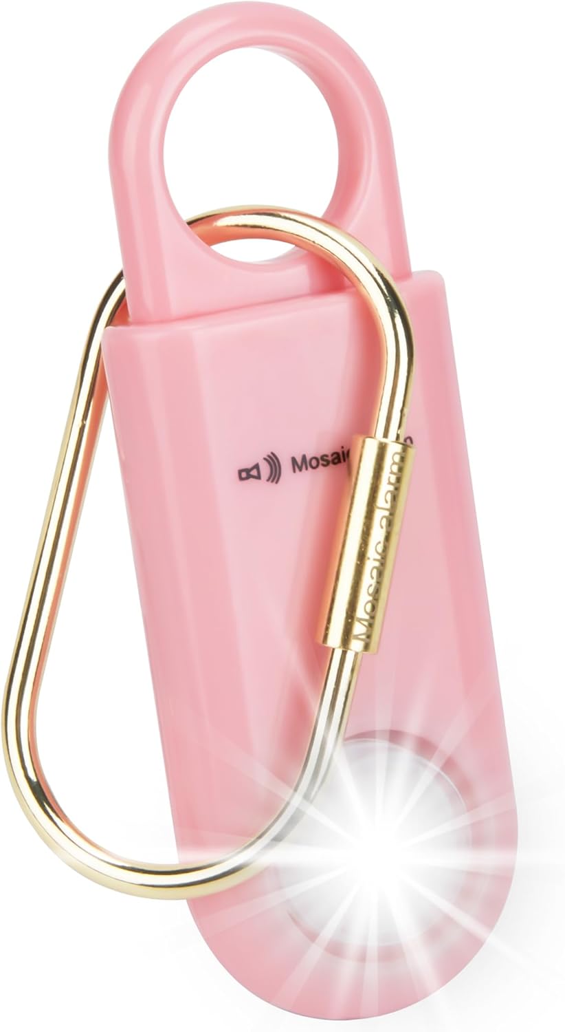 130dB Keychain Siren Strobe Light. Loud Sound Personal Safety Alarm with Carabiner. SOS Emergency Alerts for Women, Girls, School Children, Night Runners, Hiking. Bear Alarm Deterrent.Pink