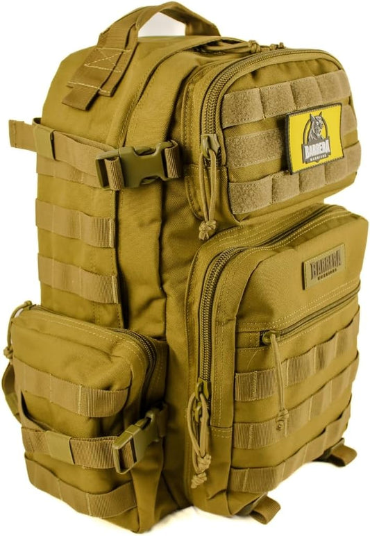 25 L Tactical Backpack: durable military-style backpack with MOLLE system for everyday use, travel, gym, hiking, fishing, camping, and outdoor sports.(COYOTE BROWN 25L)