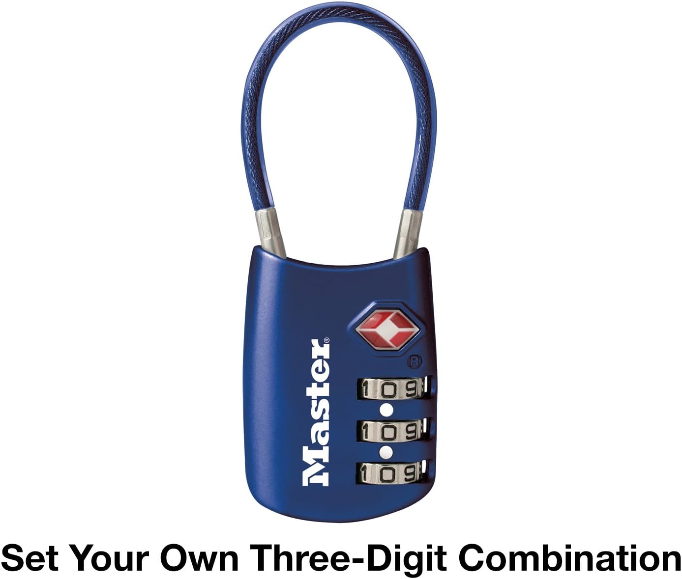 Master Lock Blue Set Your Own Combination TSA Approved Luggage Lock, Travel Zipper Padlock is Perfect for Suitcases, Bags, or Backpacks, 4688D