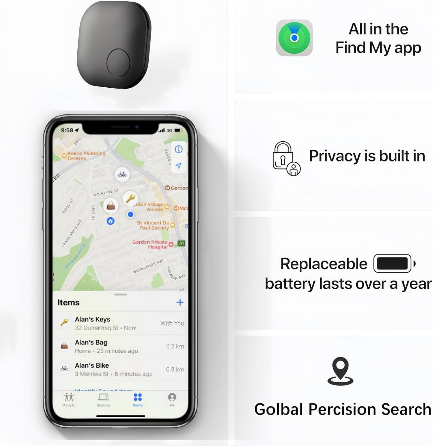 Air Tags-2 Pack Bluetooth Item Finders Work for Apple Find My APP(iOS Only) Tracker Tags for Keys, Luggage, Backpack, Smart Tag with Lanyard
