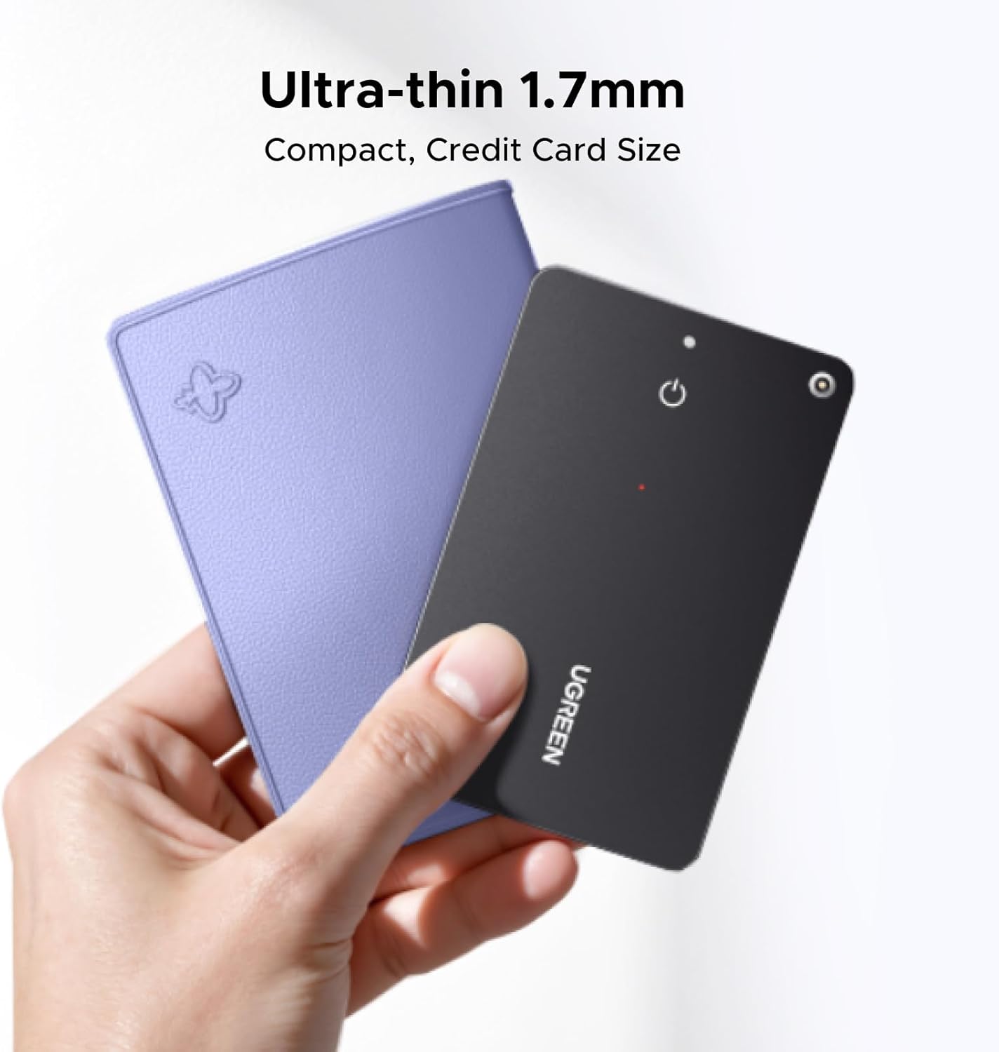 UGREEN FineTrack Slim S Bluetooth Tracker Tags Work with Samsung SmartThings APP (Samsung Only), 1.7mm Ultra-Slim Wallet Card Finder, Rechargeable IP68 Waterproof Tracker Card for Wallet, Key, Luggage