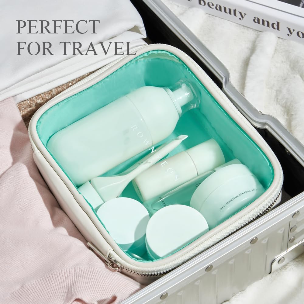 ROWNYEON Clear Makeup Case Toiletry Bag Multipurpose Travel Makeup Train Case Portable Cosmetic Organizer Transparent Storage Bag
