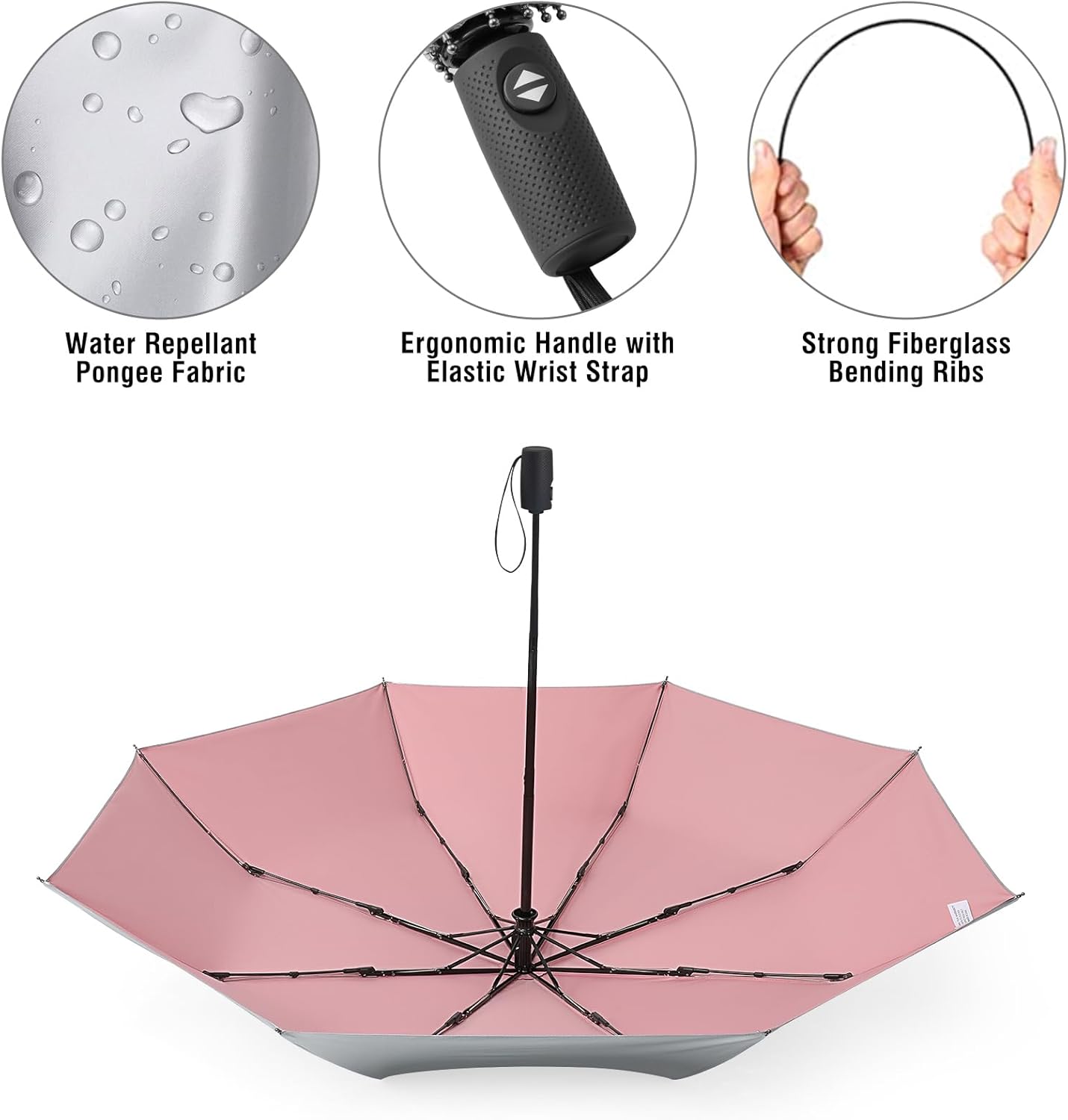 G4Free UPF 50+ UV Protection Large Travel Umbrella 42/46 Inch Auto Open Close Windproof Sun Blocking Umbrella