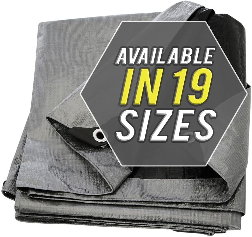 Large Waterproof Tarp - Heavy Duty 20 Mil Thick Poly Tarpaulin Ideal for Canopy Tents, Boats, RV or Pool Covers - Multipurpose Protective Tarps with Grommets for Indoor and Outdoor Use | 30' x 40'