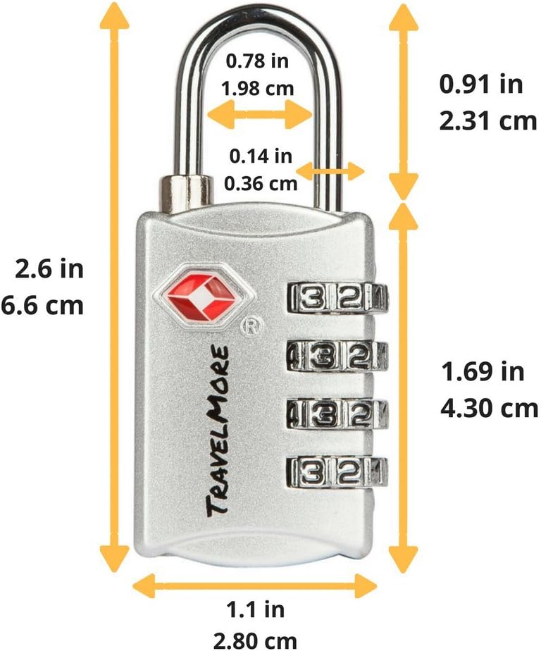 3 Pack TSA Luggage Locks with 4 Digit Combination – Heavy Duty Set Your Own Padlocks for Travel, Baggage, Suitcases & Backpacks - Silver