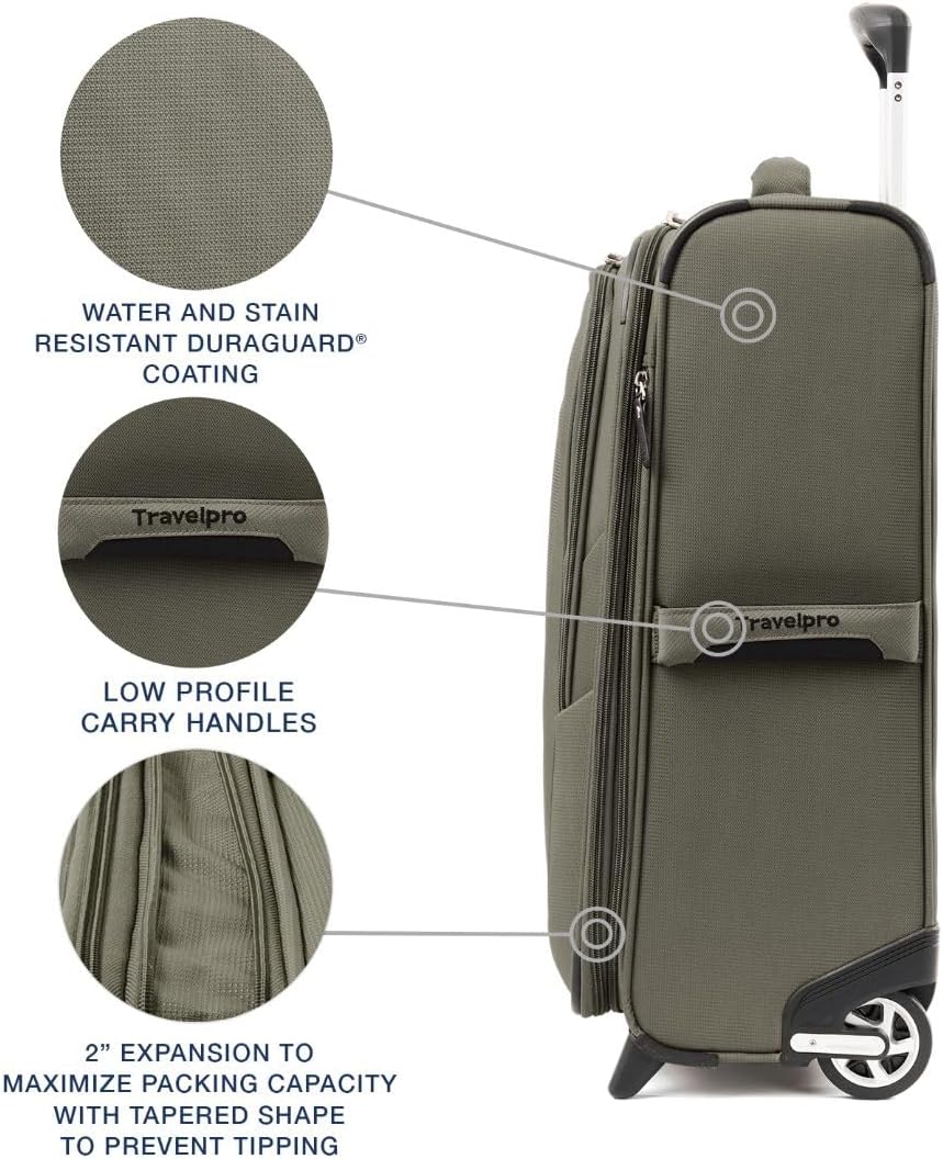 Travelpro Maxlite 5 Softside Expandable Upright 2 Wheel Carry-on Luggage, Lightweight, 22-Inch — Slate Green