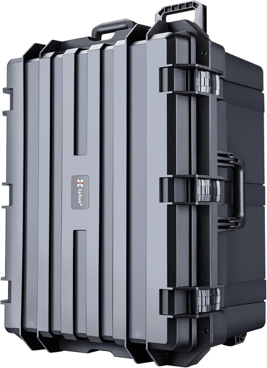 Lykus HC-7240 Large Waterproof Hard Case with Wheels and Customizable Foam, Interior Size 28.3x21.6x15.6 inch, Suitable for cameras, lenses, electronic equipment and more