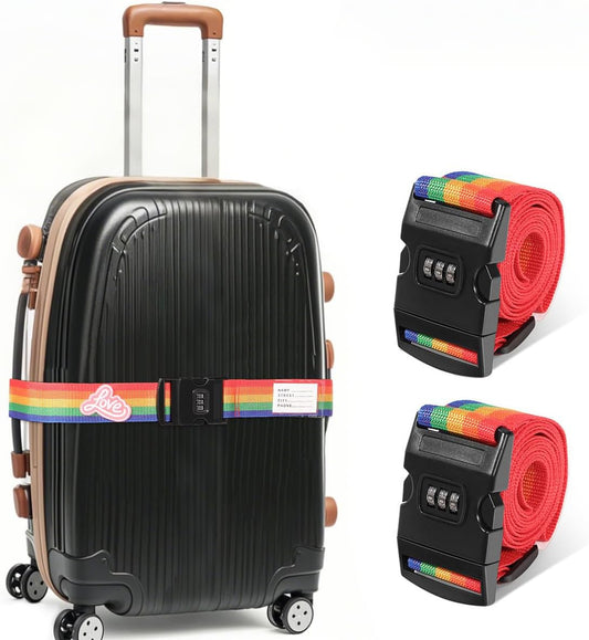 Adjustable Luggage Straps with Combination Lock – 4 Pack Bright Colors, Quick-Release Buckle, Secure Travel Luggage Straps for Added Safety（Multicolour）