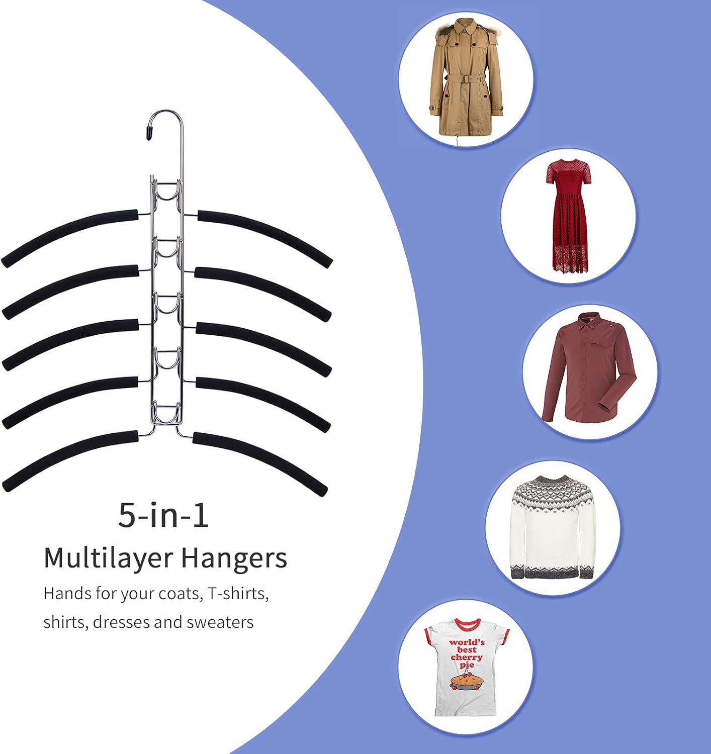 Nature Smile No Shoulder Bump Multiple Sweater Coat Clothes Hangers,Multi Layers Space Saving T Shirt Blouse Rack,(2 Pack Black Color)