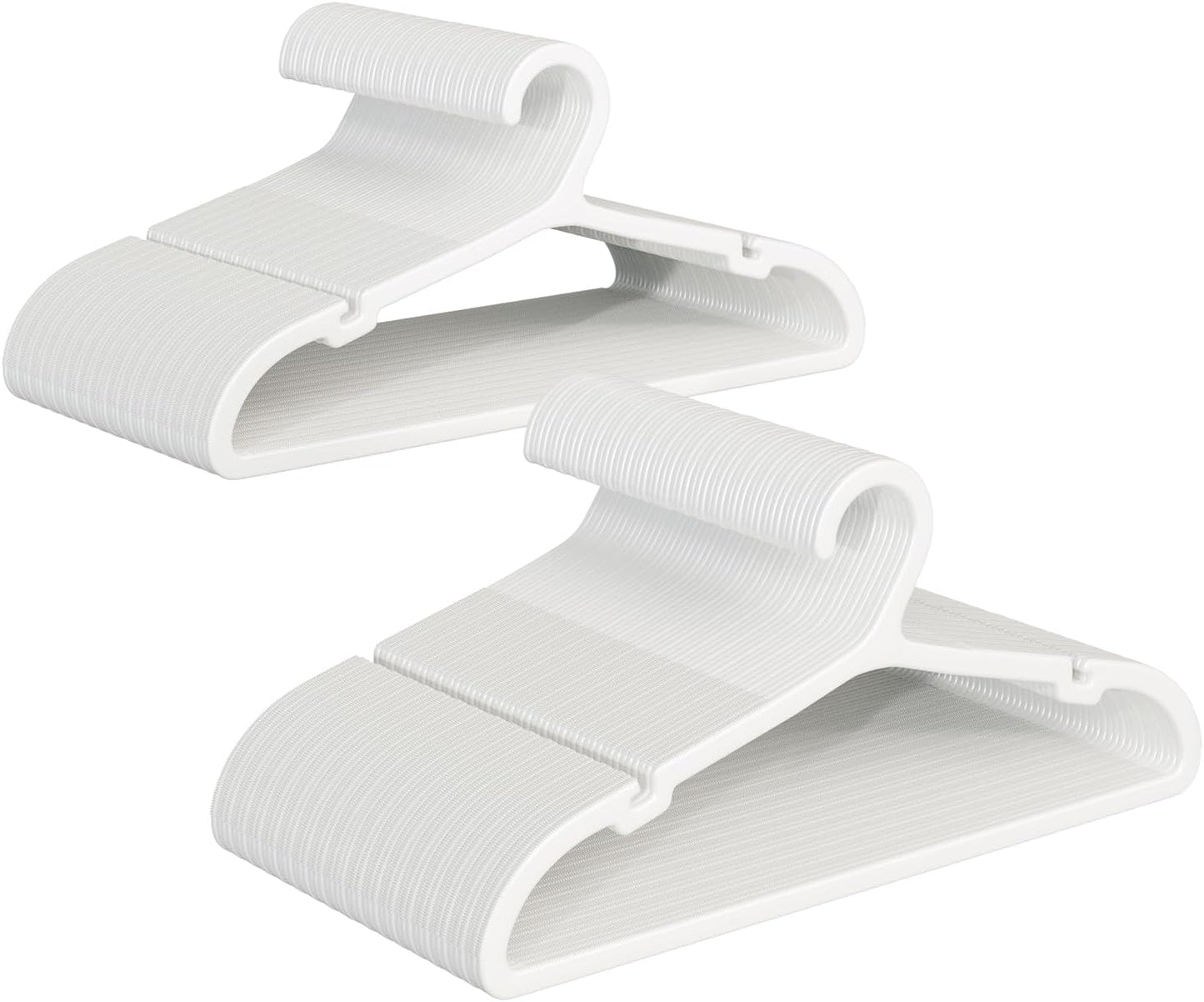 100 Pack Clothes Hangers, Non Slip Plastic Coat Hangers, Space Saving Hangers, Heavy Duty, Hanging Dry Wet Clothes, 16.4" x 8.3", White, UAPY05100W