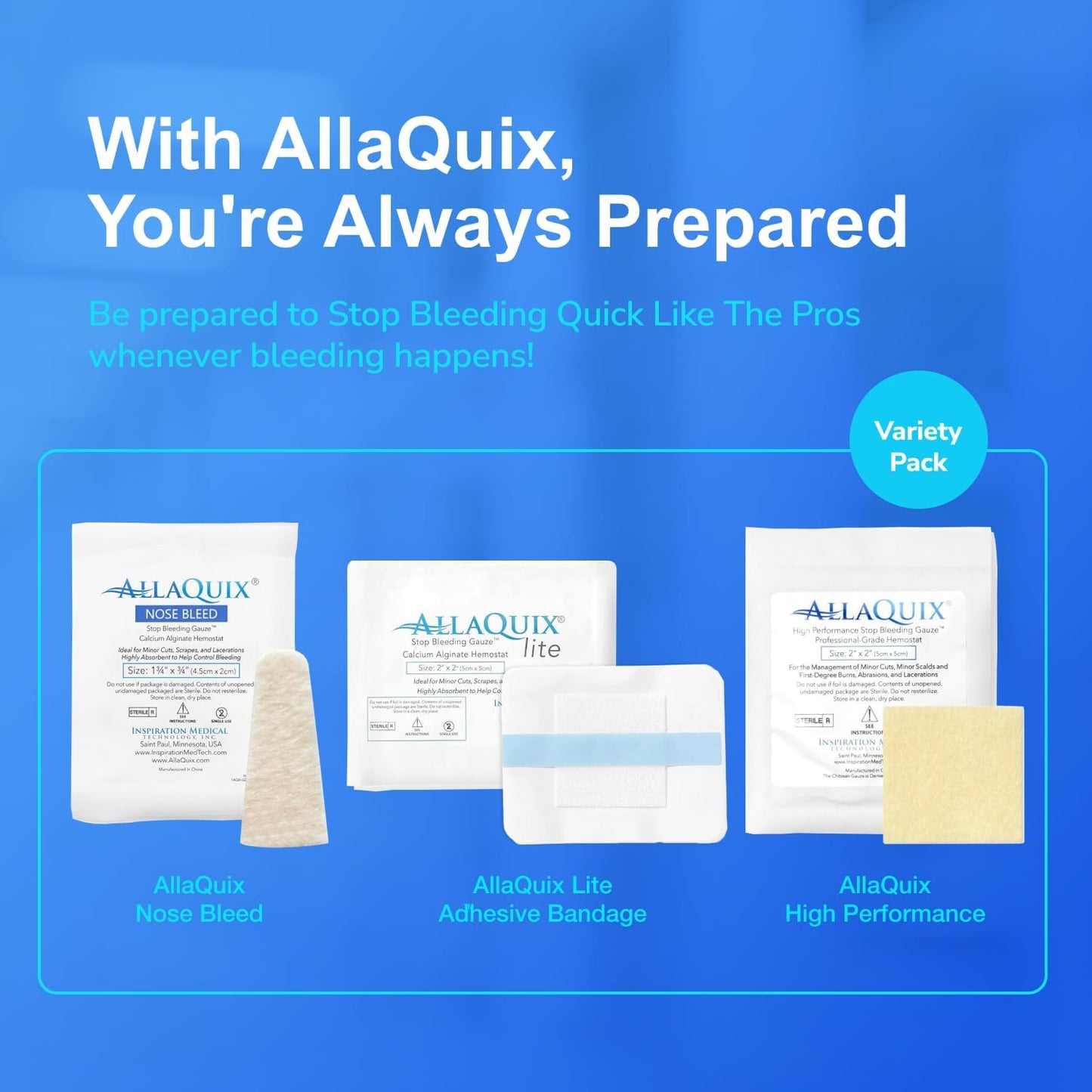 First Aid Kit for Youth Sports (Deluxe Kit) with AllaQuix Stop Bleeding Gauze