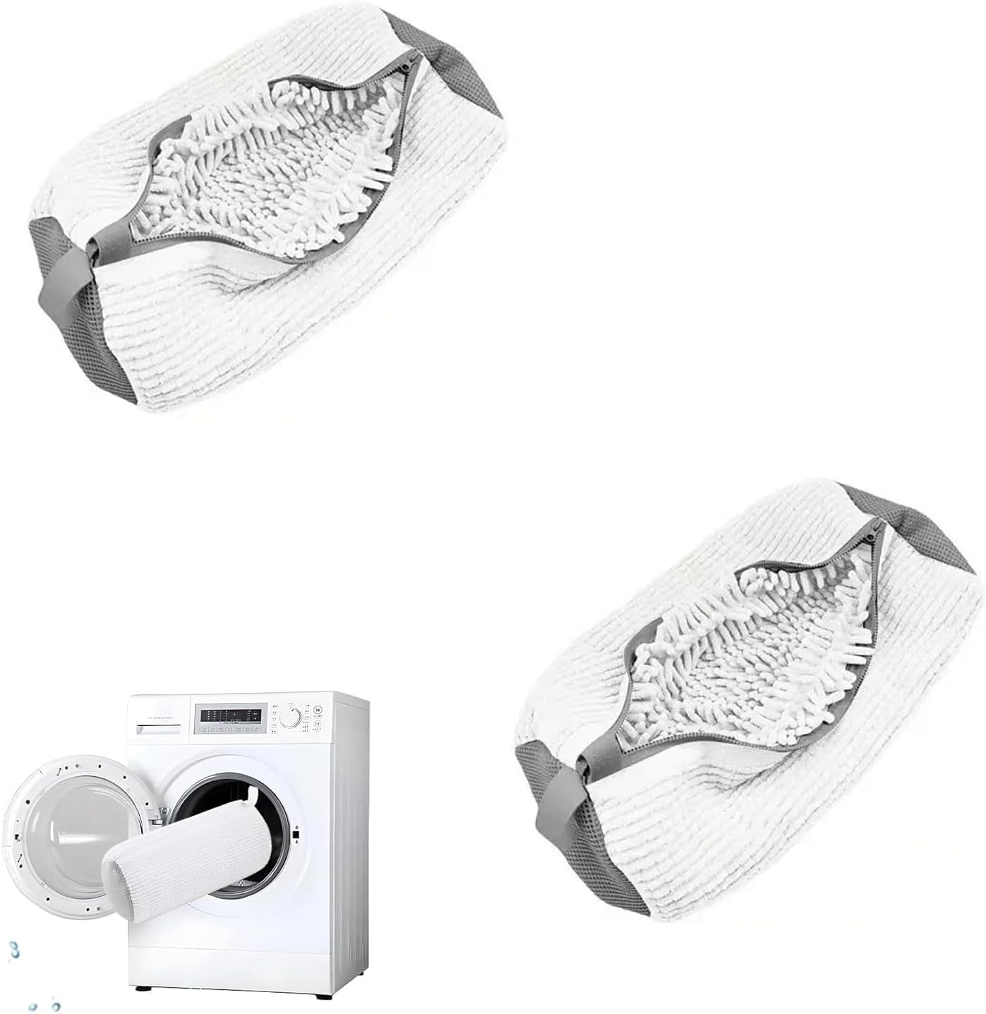 Shoe Laundry Bags for Washing Machine, 2 Pcs Shoe Washing Bag, Laundry Shoe Bag for Washer and Dryer, Reusable Shoe Washing Bags Shoe Washing Machine Bag (White-2Pcs)