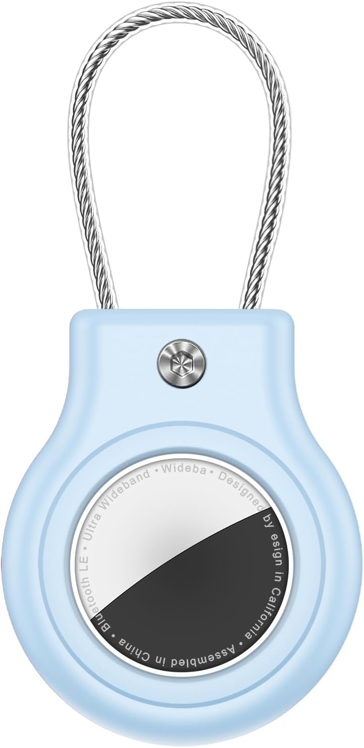 Waterproof Airtag Holder,Airtag Case with Secure Lock,Airtags Keychain for Apple Airtag,Anti-Lost Protective Cover Air tag Accessories for GPS Item Finder Tracker Luggage,Bag,Key,Pet,Cat Dog,Sky Blue