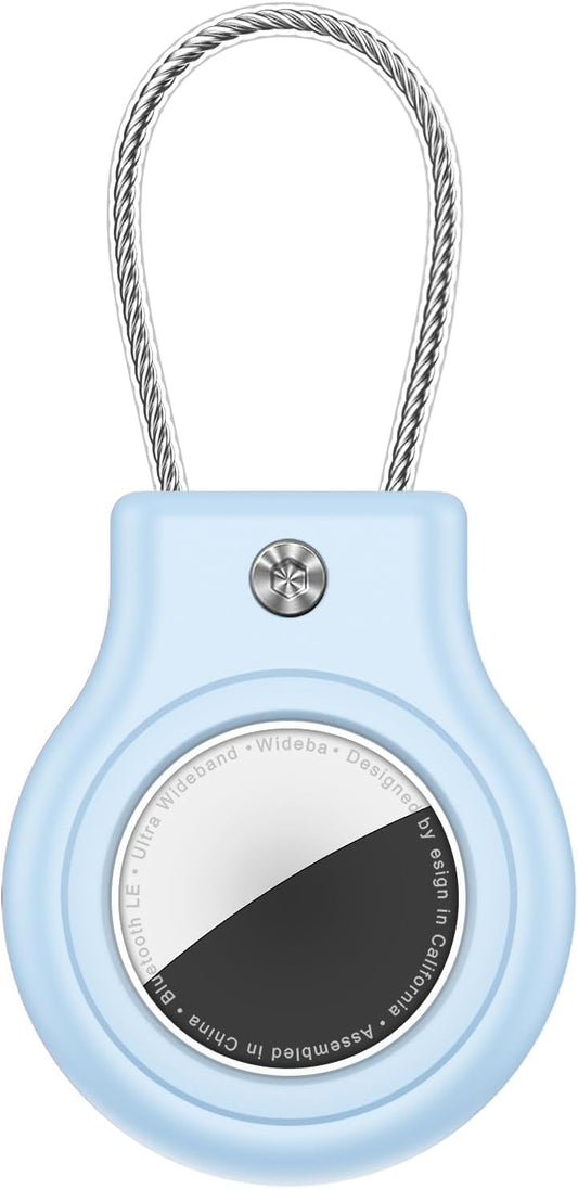 Waterproof Airtag Holder,Airtag Case with Secure Lock,Airtags Keychain for Apple Airtag,Anti-Lost Protective Cover Air tag Accessories for GPS Item Finder Tracker Luggage,Bag,Key,Pet,Cat Dog,Sky Blue