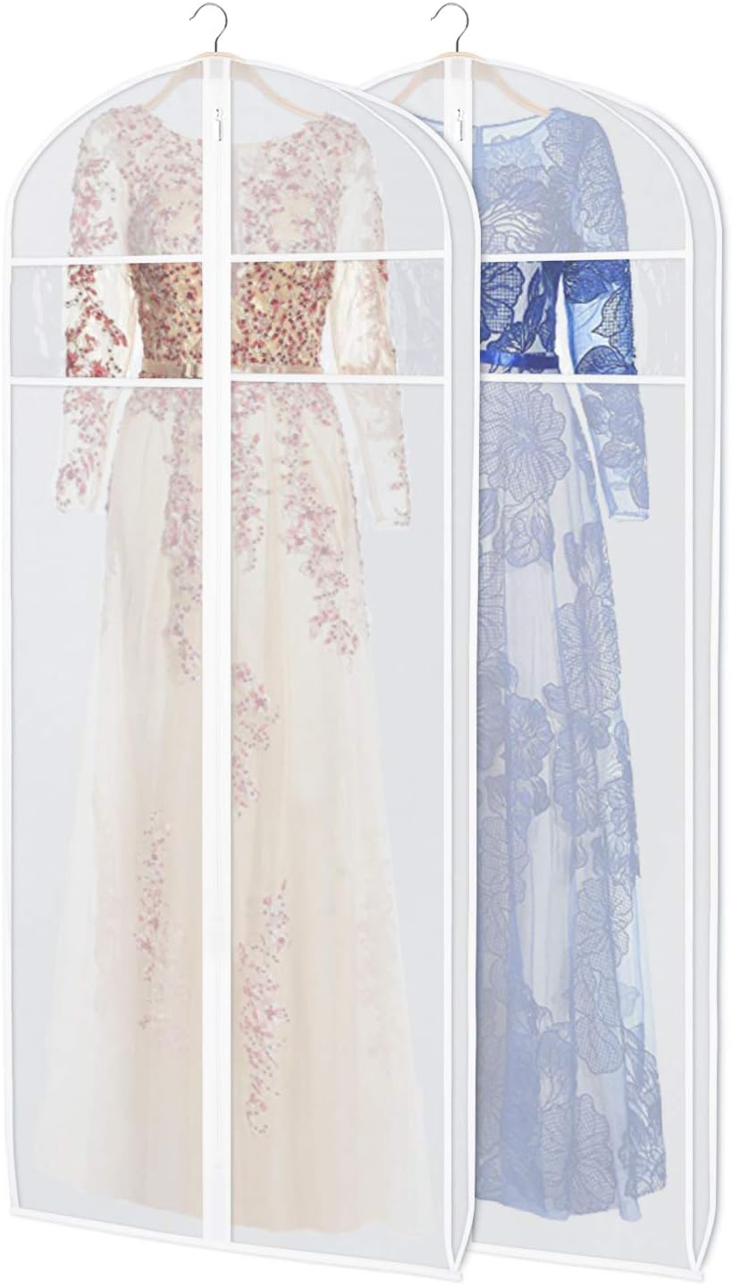 Zilink Dress Garment Bags for Storage 72-inch with Clear Window and 3" Gusset Dress Cover Bag for Long Evening Dresses,Fur Coat, Long Dress Gown Closet Storage