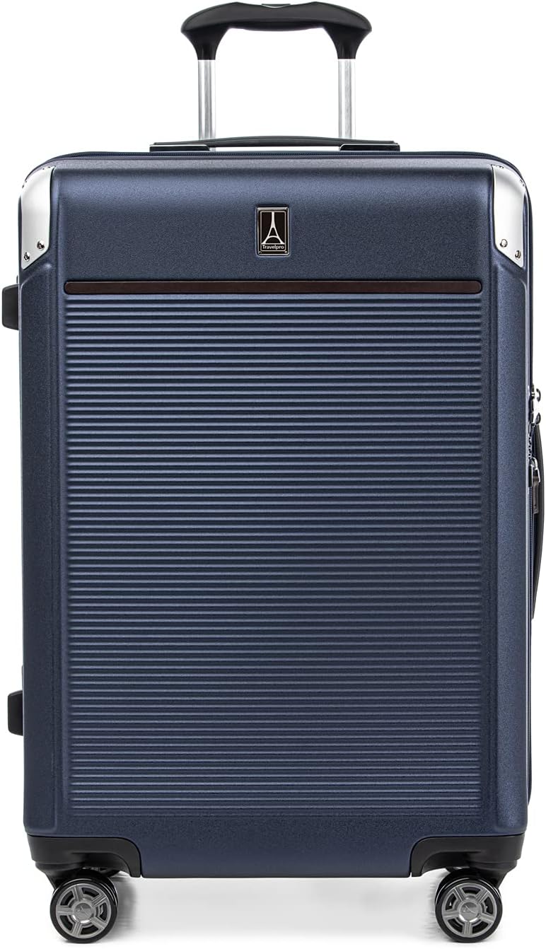 Travelpro Platinum Elite Hardside Expandable Checked Luggage, 8 Wheel Spinner, TSA Lock, Hard Shell Polycarbonate Suitcase, True Navy Blue, Checked Medium 25-Inch