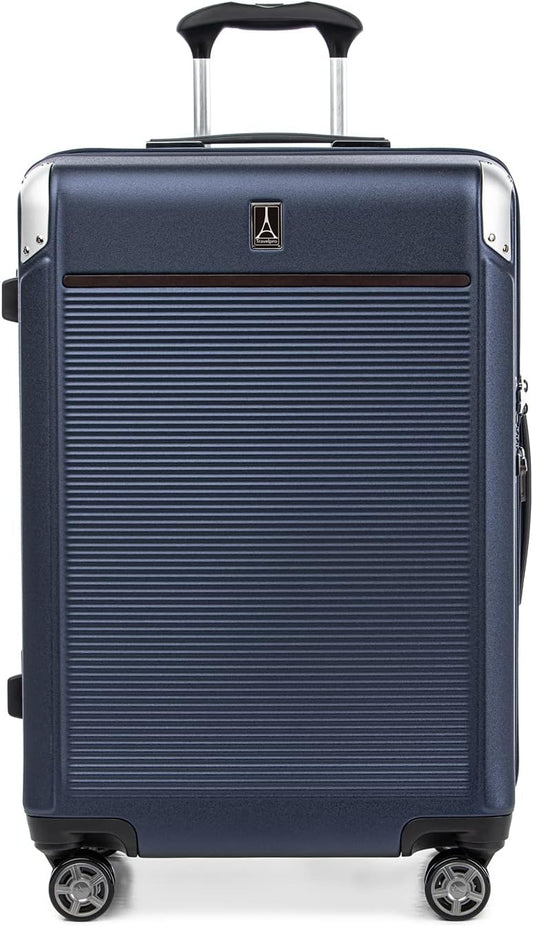 Travelpro Platinum Elite Hardside Expandable Checked Luggage, 8 Wheel Spinner, TSA Lock, Hard Shell Polycarbonate Suitcase, True Navy Blue, Checked Medium 25-Inch
