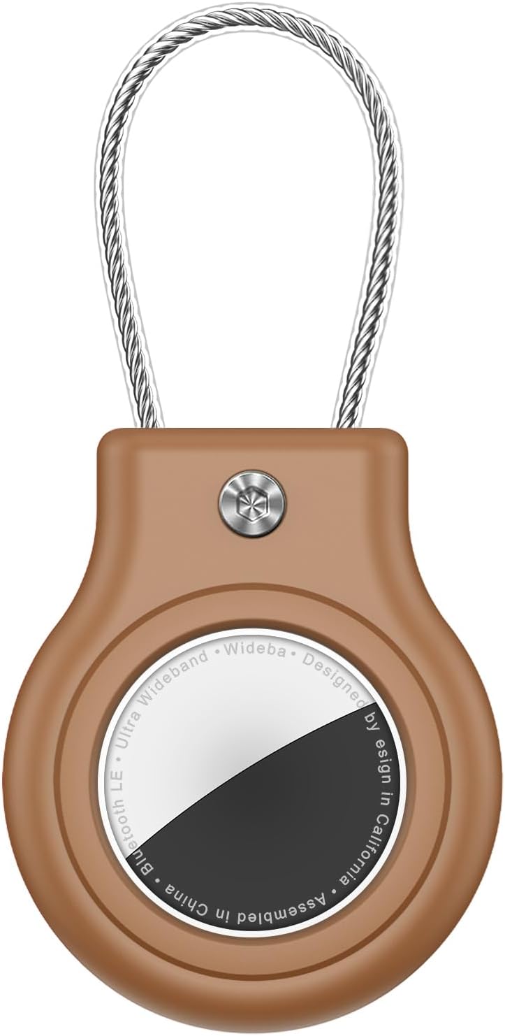 Waterproof Airtag Holder,Airtag Case with Secure Lock,Airtags Keychain for Apple Airtag,Anti-Lost Protective Cover Air tag Accessories for GPS Item Finder Tracker Luggage,Bag,Key,Pet,Cat Dog-Brown