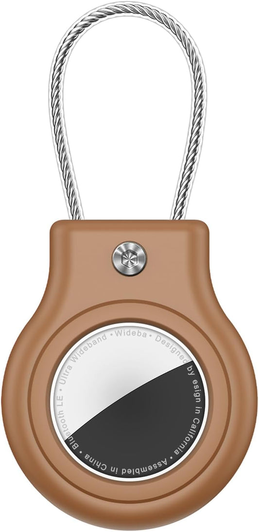 Waterproof Airtag Holder,Airtag Case with Secure Lock,Airtags Keychain for Apple Airtag,Anti-Lost Protective Cover Air tag Accessories for GPS Item Finder Tracker Luggage,Bag,Key,Pet,Cat Dog-Brown