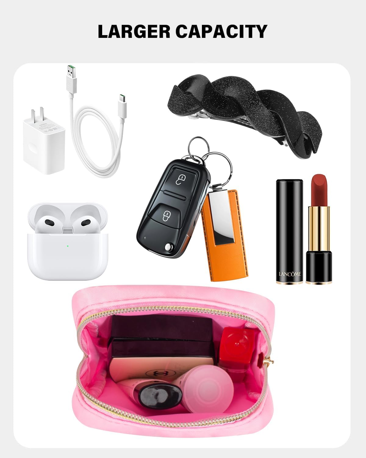 2 Pcs Snack Pouch Chenille Letter Clear Zipper Snack Bag, Nylon Snack Pouch for Travel Clear Makeup Bag Small Cosmetic Bag for Purse Snack Bags for School Waterproof Toiletry Bag