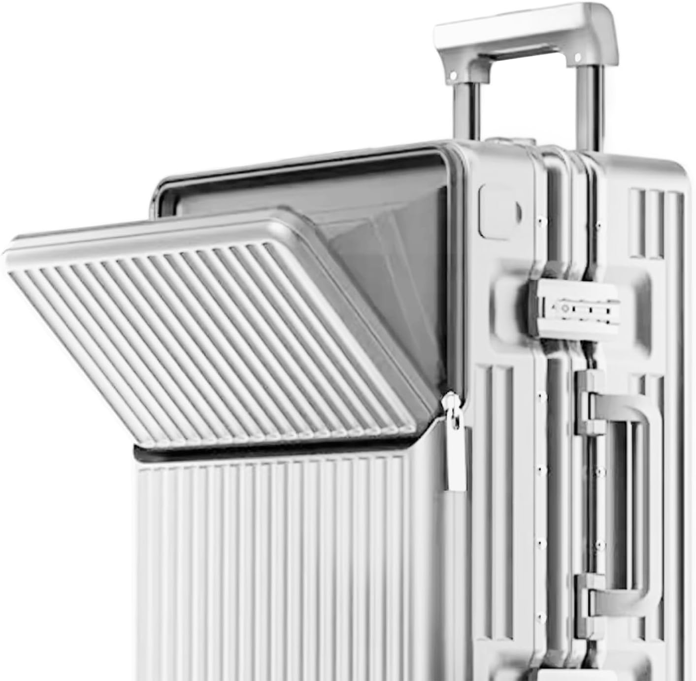 2-Piece Hardshell Zipperless Luggage Set, 20/26" Aluminum Frame Hardshell Spinner Luggage, Airline Approved Carry-On Luggage, TSA Lock, 360° Quiet Wheels With Cup Holder (silver)