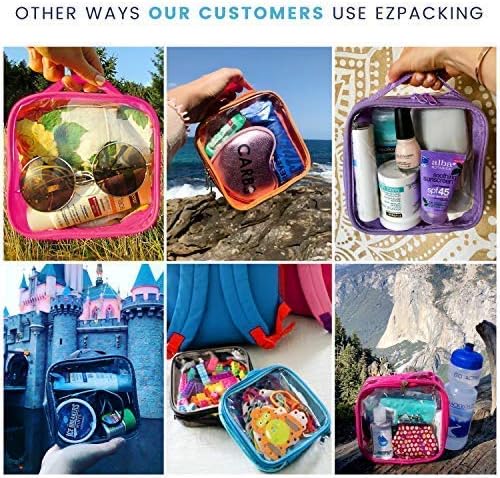 EzPacking Clear TSA Approved 3-1-1 Travel Toiletry Bag for Carry On/Quart Size Transparent Liquids Pouch for Airport Security/See Through Vinyl & PVC Plastic Organizer for Men and Women (Royal Blue)