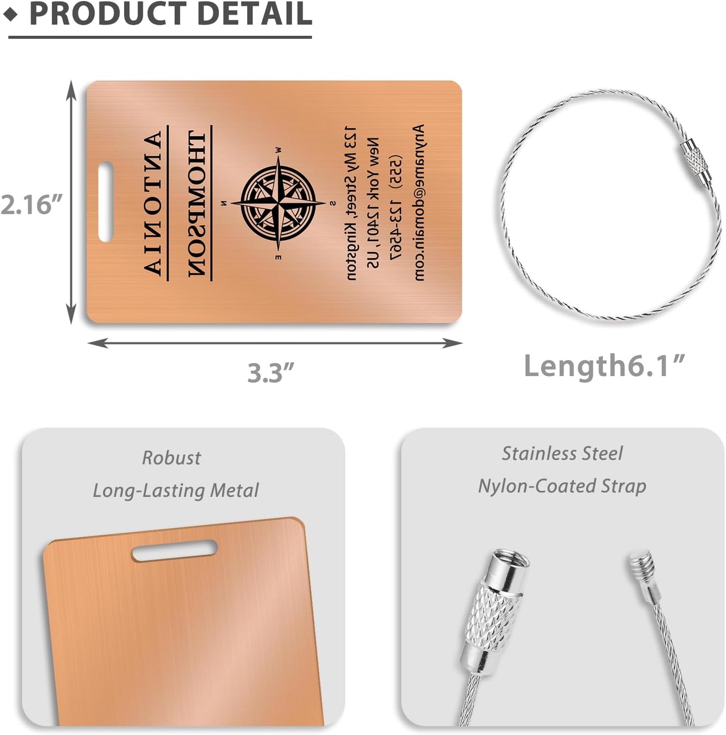 Personalized Luggage Tags for Suitcases (2/4/6/8 Pack) - Custom Engraved Metal Travel Tag, Customizable Pattern/Name/Text for Bags Backpacks Suitcases