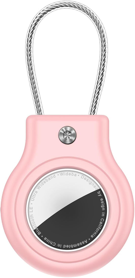 Waterproof Airtag Holder,Airtag Case with Secure Lock,Airtags Keychain for Apple Airtag,Anti-Lost Protective Cover Air tag Accessories for GPS Item Finder Tracker Luggage,Bag,Key,Pet,Cat Dog,Pink