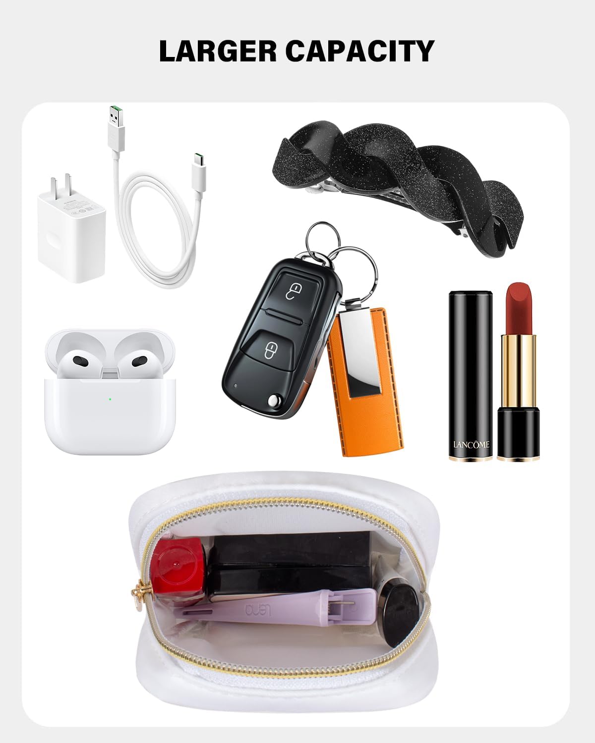 2 Pcs Snack Pouch Chenille Letter Clear Zipper Snack Bag, Nylon Snack Pouch for Travel Clear Makeup Bag Small Cosmetic Bag for Purse Snack Bags for School Waterproof Toiletry Bag