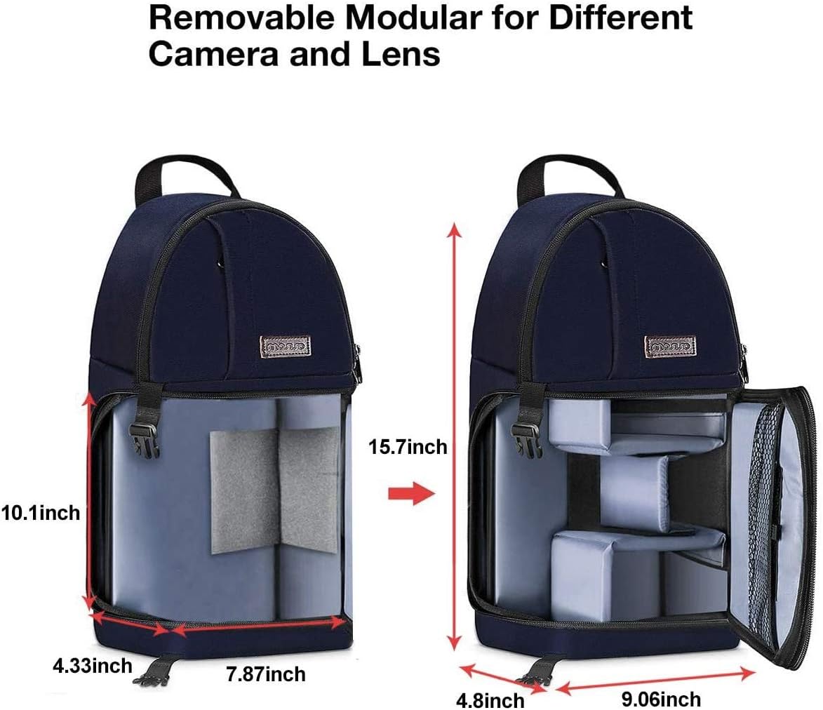 MOSISO Camera Sling Bag, DSLR/SLR/Mirrorless Camera Backpack Case Shockproof Photography Backpack with Tripod Holder & Removable Modular Inserts Compatible with Canon/Nikon/Sony/Fuji