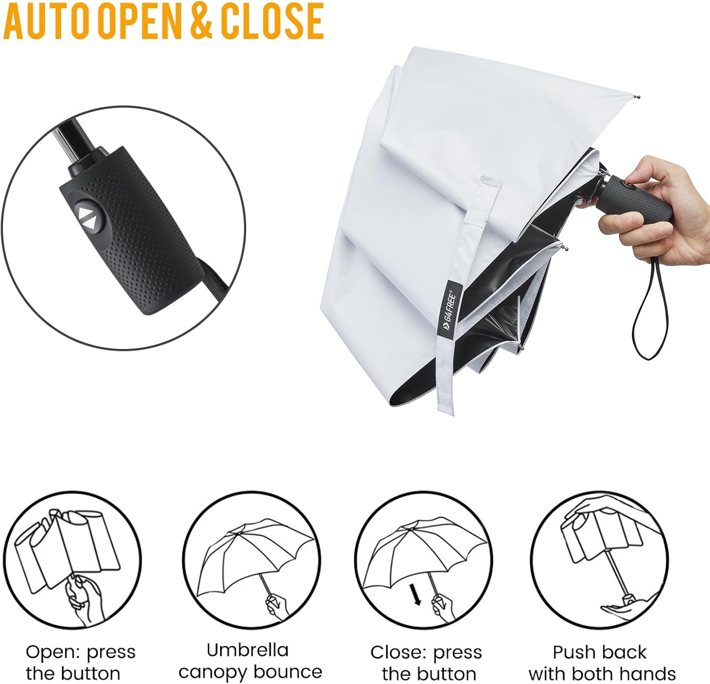 G4Free UPF 50+ UV Protection Large Travel Umbrella 42/46 Inch Auto Open Close Windproof Sun Blocking Umbrella