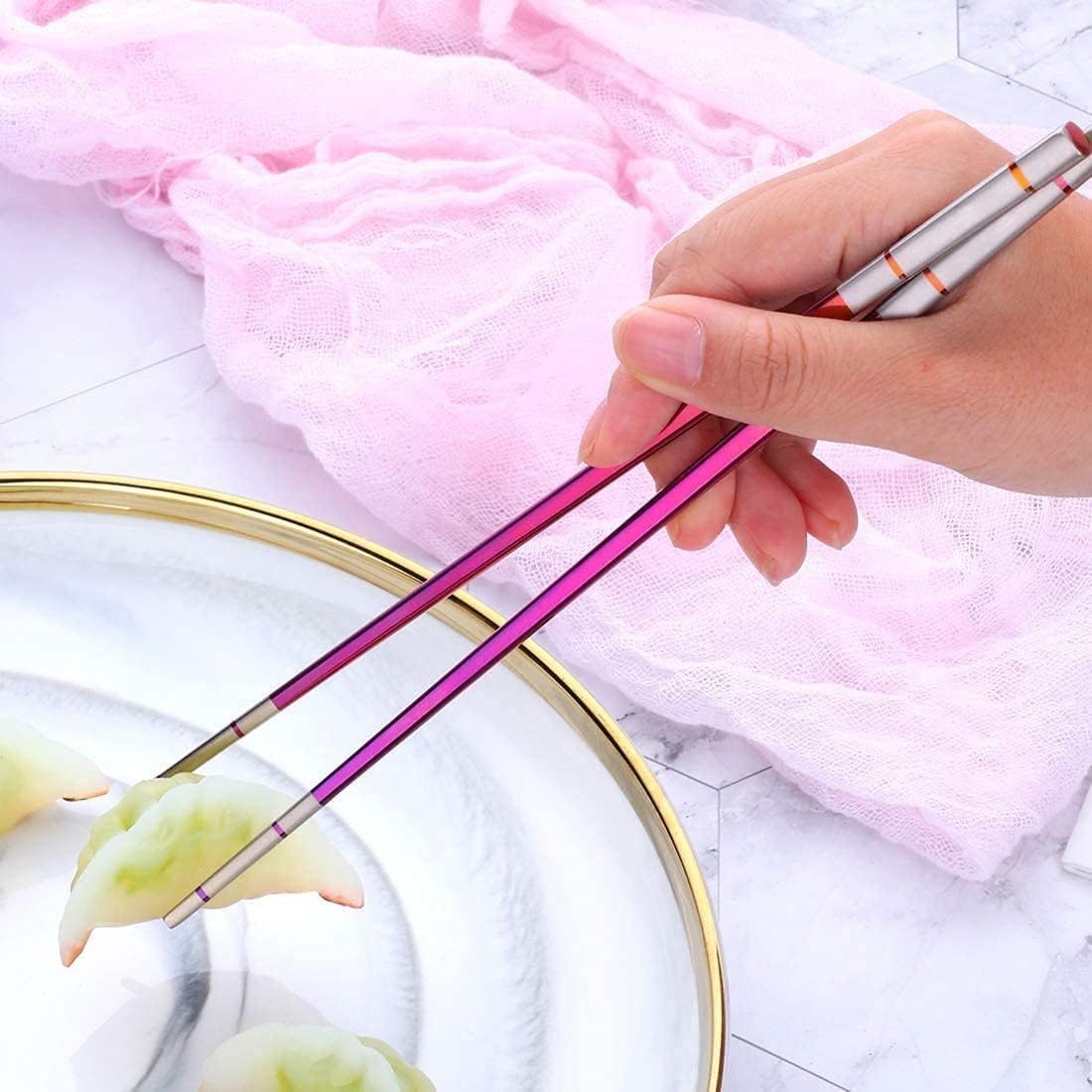 3 PCS Outdoor Flatware Set Fork Spoon Chopsticks/Travel Flatware Set with a Case, Red