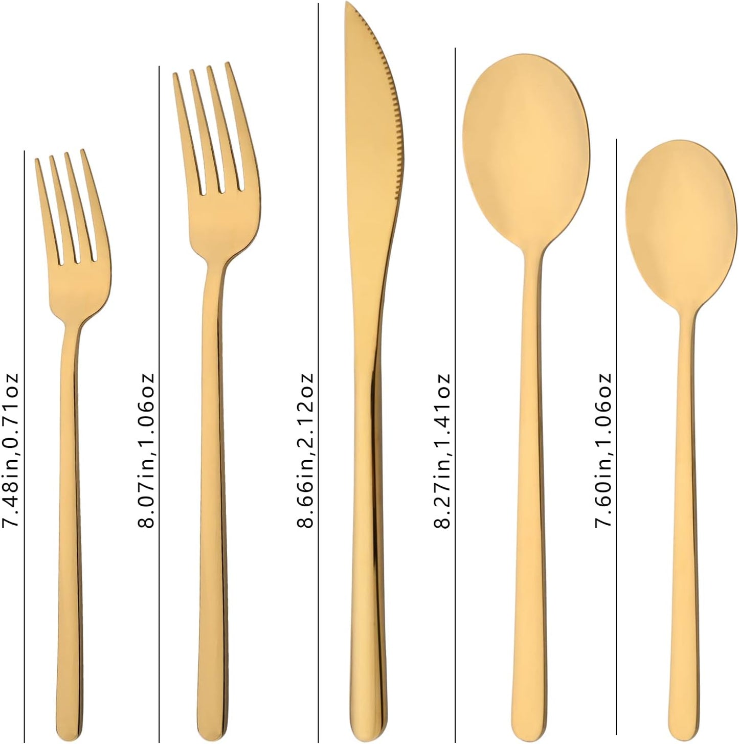 20 Pieces Silverware Set 304 Stainless Steel, Healthy & Eco-Friendly Silver Travel Mirror Polished Gold Knife Fork Spoon Salad Fork Dessert Spoon Flatware Set, Service for 4
