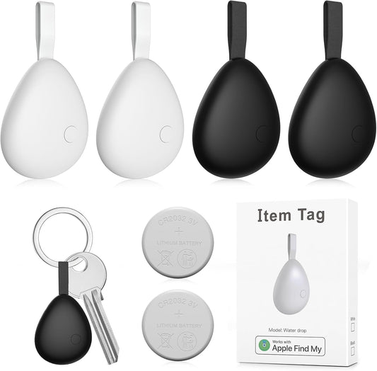 [Apple MFi Certified] Air Tracker Tags 4 Pack (iOS Only), Bluetooth Tracker for Apple Find My, Replaceable Battery, Key Finder and Item Locator Smart Tag for Keys, Bags, Luggage, Pets, Wallet
